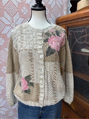 Cleo Floral Patchwork Knit Cardigan